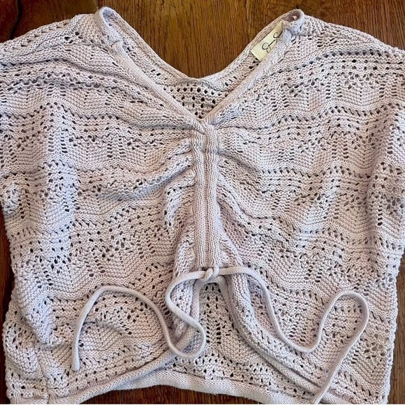 Jessica Simpson Crochet Sweater Women S Knit Cinch Cropped Purple Boho Fairy Y2K - Picture 8 of 8